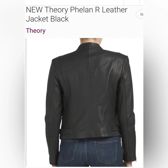 Theory Phelan Lambskin Ultra Soft Leather Moto Style Jacket Black Size Large - Picture 3 of 13